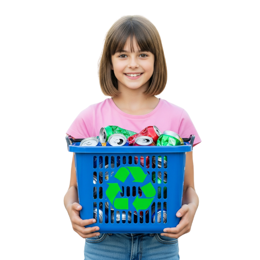 menina recicla latinhas